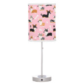 Corgi Pattern Pink Table Lamp (Back)