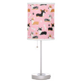 Corgi Pattern Pink Table Lamp (Right)