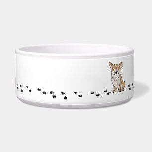 Corgi Paw Print Ceramic Pet Bowl