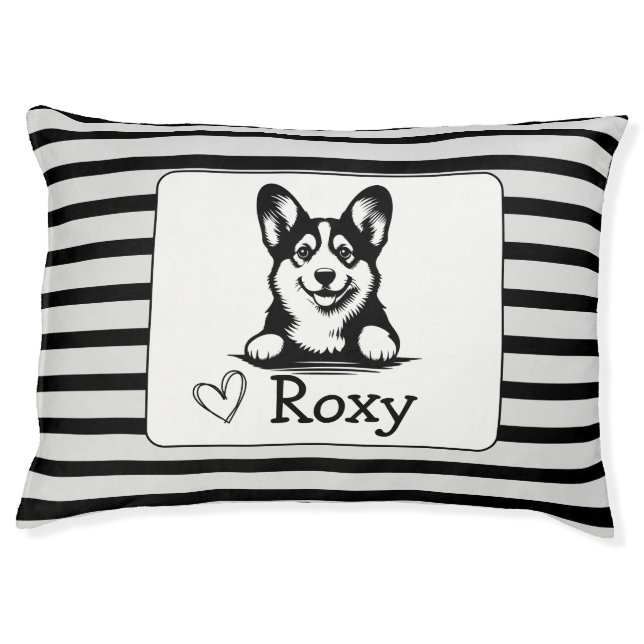 Corgi Peeking Puppy Customize Dog Bed (Front)