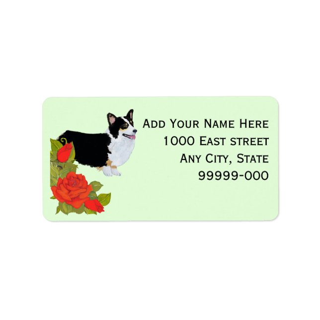 Corgi [Pembroke Welsh] on Red Roses Label (Front)