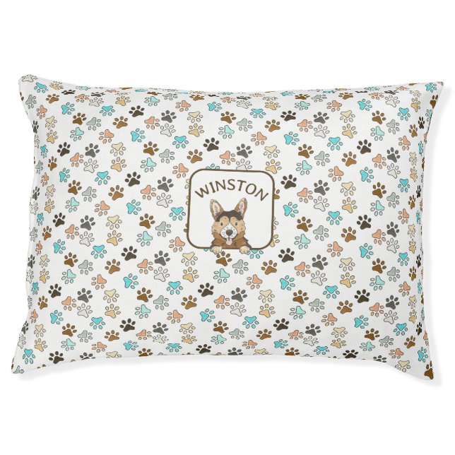 Corgi Personalized Illustrated Dog Pet Bed (Front)