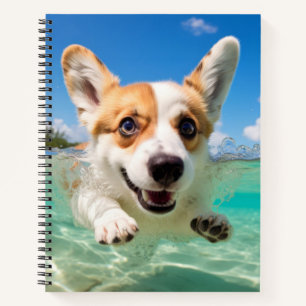 Corgi Pet Dog Animal Fun Playing Water  Notebook