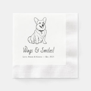 Corgi Pets Custom Hand Drawing Wedding Napki Napkins