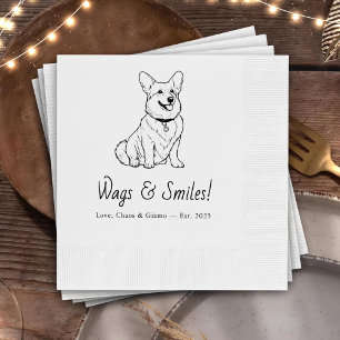 Corgi Pets Custom Hand Drawing Wedding Napki Napkins