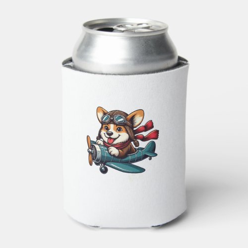 Corgi Pilot Dog Funny Aviator Can Cooler