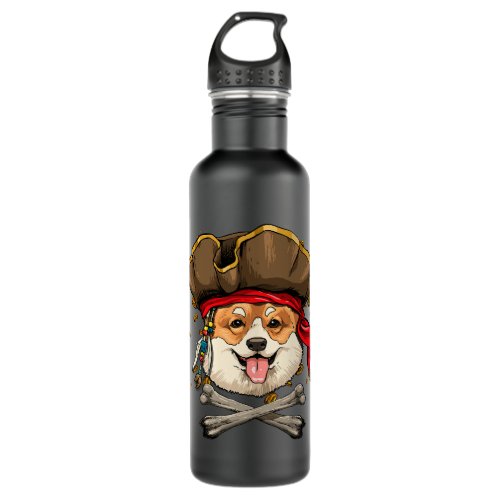 Corgi Pirate Dog Halloween Jolly Roger 203 Stainless Steel Water Bottle