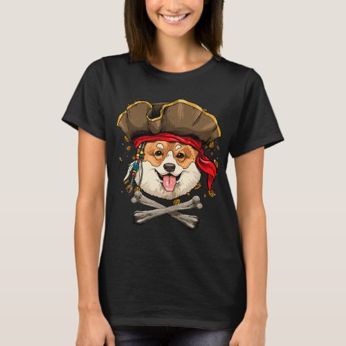Corgi Pirate Dog Halloween Jolly Roger 203 T_Shirt