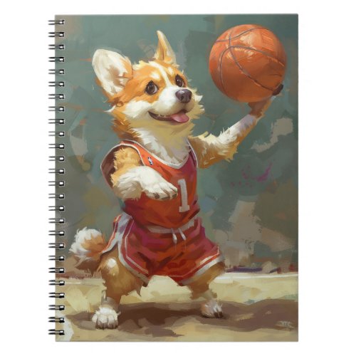 Corgi Playing Basketball Notebook