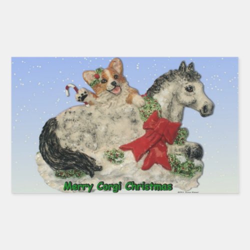 Corgi  Pony Merry Corgi Christmas Stickers