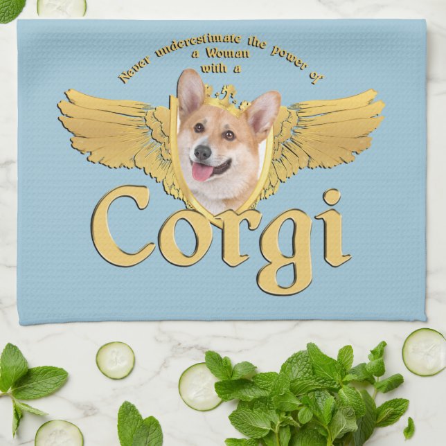 Corgi Power Kitchen Towel (Folded)