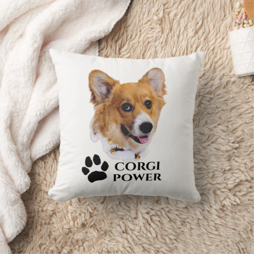 Corgi Power Throw Pillow