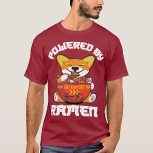 CORGI POWERED BY RAMEN Kawaii Corgi Eating Ramen T-Shirt