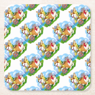 Corgi Princess Square Paper Coaster