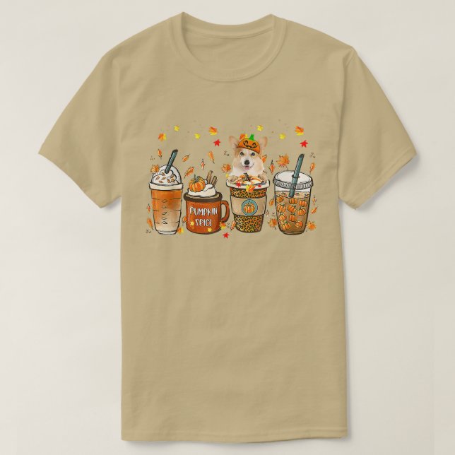 Corgi Pumpkin Spice Latte Iced Autumn Dog Fall Cof T-Shirt (Design Front)