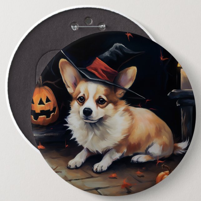 Corgi Pumpkins Halloween Scary Button (Front & Back)