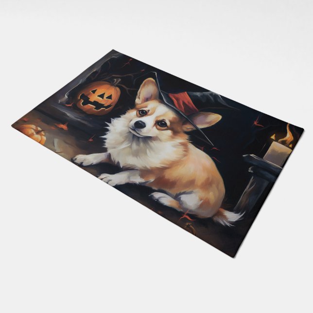 Corgi Pumpkins Halloween Scary Doormat (Angled)