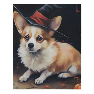 Corgi Pumpkins Halloween Scary Faux Canvas Print