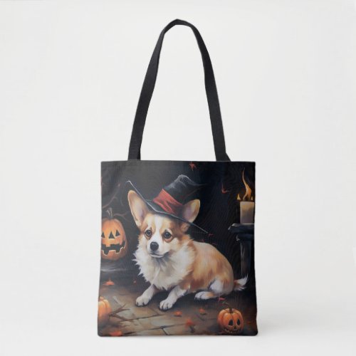 Corgi Pumpkins Halloween Scary Tote Bag