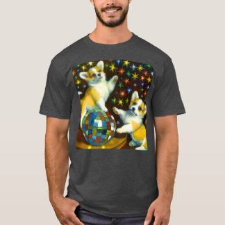 Corgi Puppies Dance Disco Cute Dog Vintage 70s Dis T-Shirt