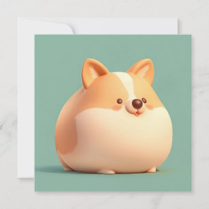 Corgi Puppy Art with Cute Chubby 3D Clay Flat Card