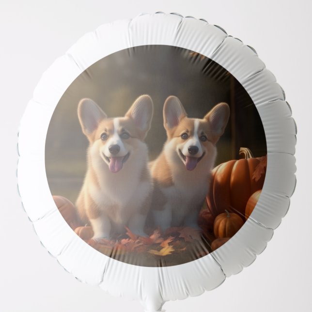 Corgi  Puppy Autumn Delight Pumpkin  Balloon (Front)