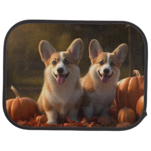 Corgi Puppy Autumn Delight Pumpkin Car Floor Mat
