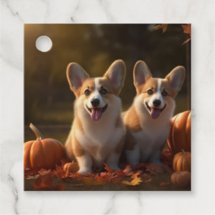 Corgi Puppy Autumn Delight Pumpkin Favor Tags