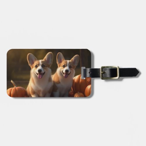 Corgi  Puppy Autumn Delight Pumpkin  Luggage Tag