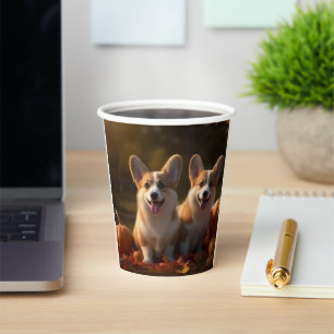 Corgi Puppy Autumn Delight Pumpkin Paper Cups