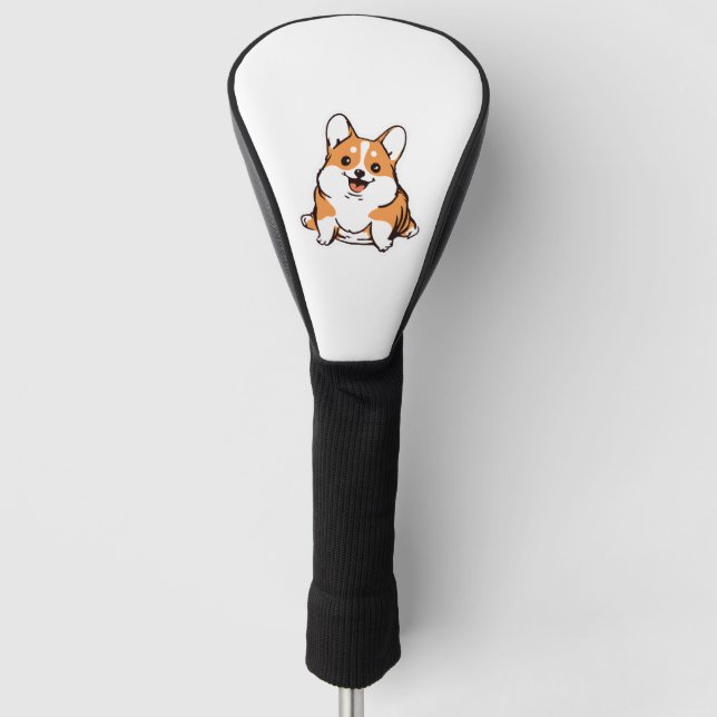 Corgi Puppy Cute Dog Lover Retro Golf Head Cover (Front)