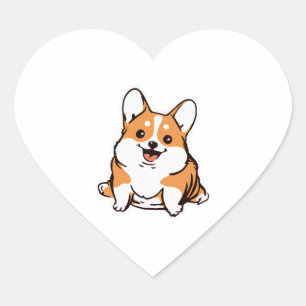 Corgi Puppy Cute Dog Lover Retro Heart Sticker