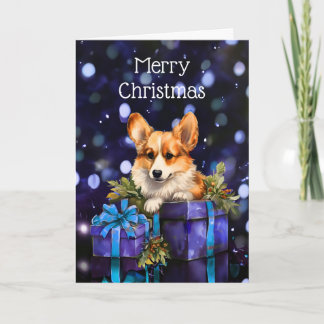 Corgi Puppy Dog Christmas Card