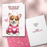 Corgi Puppy Dog in Sweater Valentine