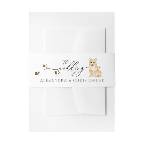 Corgi puppy Dog Owner Wedding Calligraphy Invitation Belly Band