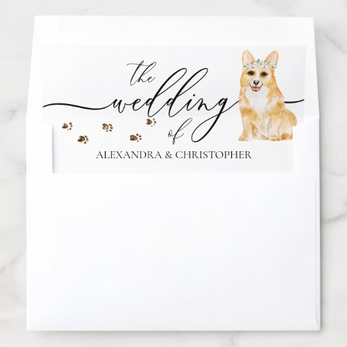 Corgi puppy dog Wedding Calligraphy Envelope Liner