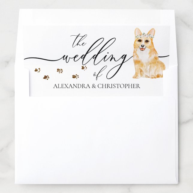 Corgi puppy dog Wedding Calligraphy Envelope Liner (In Envelope)