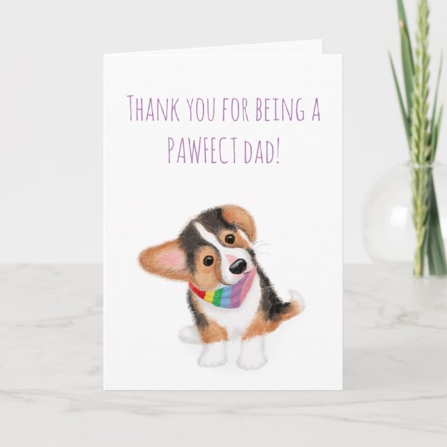Corgi puppy Father's Day card from the dog (Front)