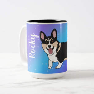 Corgi Puppy Galaxy  Two-Tone Coffee Mug