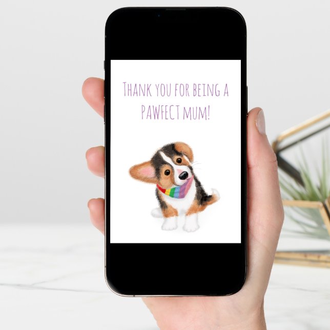 Corgi puppy Mother's Day card from the dog (Front Digital)