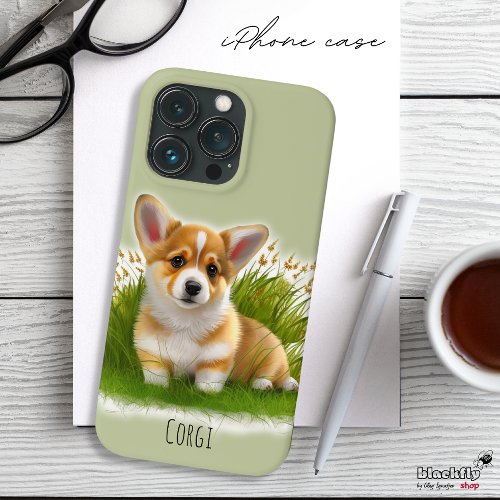 Corgi puppy on the grass  cute pet Case_Mate iPhone 14 pro case