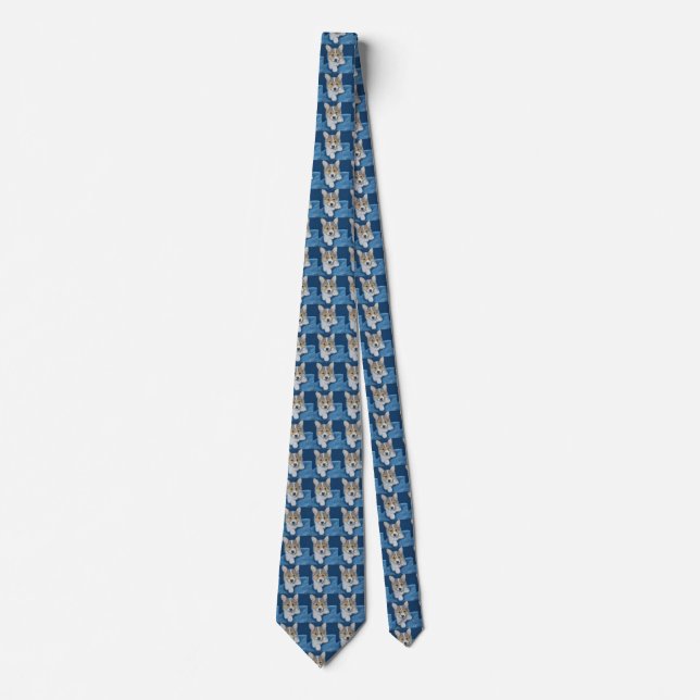 Corgi Puppy Painting Neck Tie (Front)