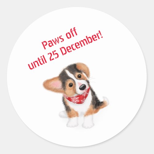 Corgi puppy paws off until 25 Dec stickers