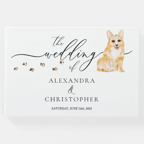Corgi puppy pet Wedding Calligraphy Guest Book