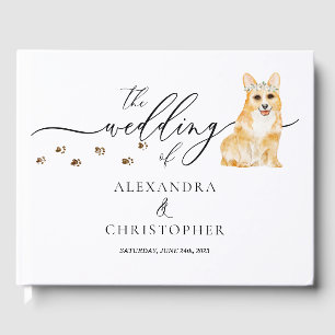 Corgi puppy pet Wedding Calligraphy Guest Book