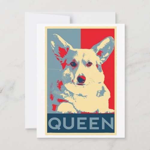 Corgi Queen Art Dog Art for Fans of Corgis and Dog Invitation