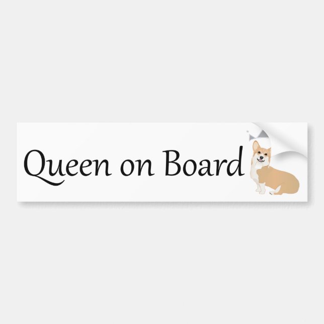 Corgi Queen on Board Bumper Sticker (Front)