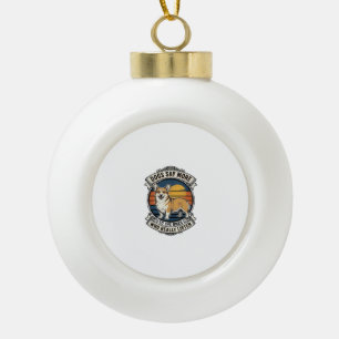 Corgi Quote Shirt Vintage Engraving Dog Lover Tee_ Ceramic Ball Christmas Ornament
