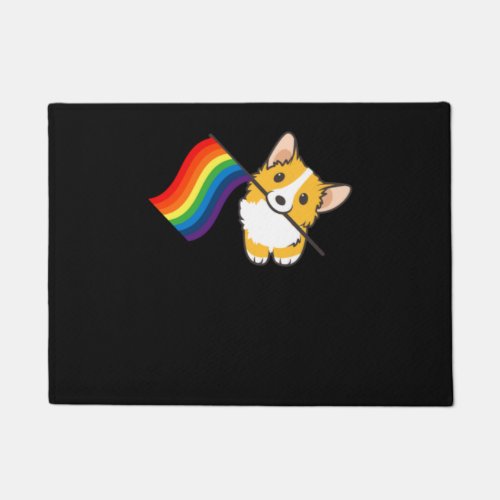 Corgi Rainbow Pride LGBT Flag Doormat