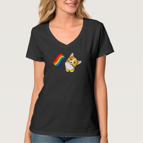 Corgi Rainbow Pride LGBT Flag T_Shirt